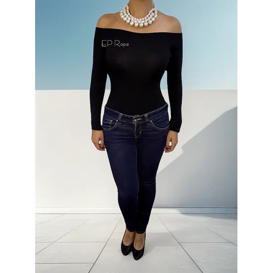 Blusa Body Campesina Cuello Bandeja Mujer Ajusta Al Cuerpo