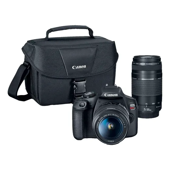Camara Profesional Canon Eos Rebel T7 + Objetivo Ef 75-300mm