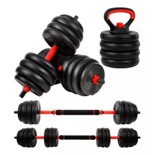 Kit Halteres 6 Em 1 Peso Musculação Até 30kg Ajuståvel Preto Kit Halteres 6 Em 1 Peso Musculação Até 30kg Ajuståvel Preto
