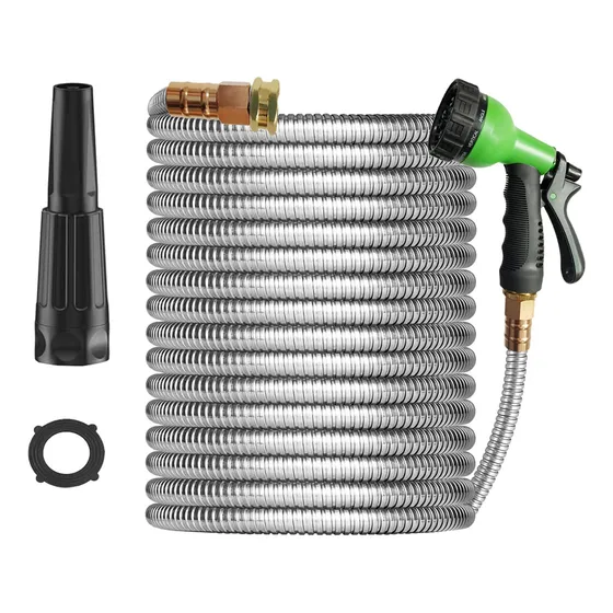 Manguera Jardin Metal 25 Pie Agua Acero Inoxidable 2 Para Ni