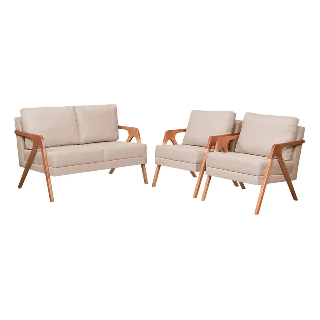 Conjunto - 2 Poltronas  Mona E Namoradeira   Madeira  Maçica