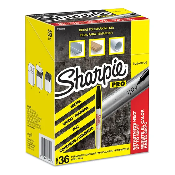 Marcador Indeleble Sharpie, Punta Fina, Negro, 36