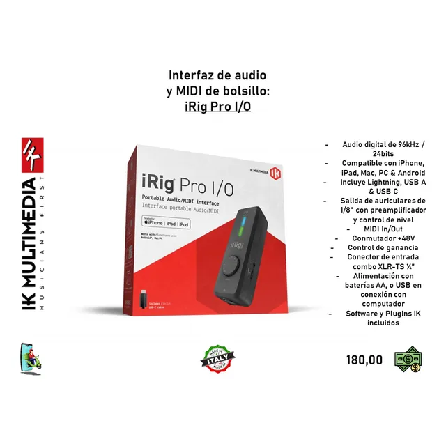 Ik Multimedia Irig Pro I/o Interfaz De Audio Y Midi Portable