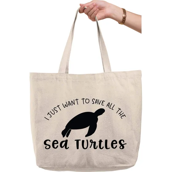 Bolsa Lona Natural Texto Ingl  I Just Want Save All The Sea