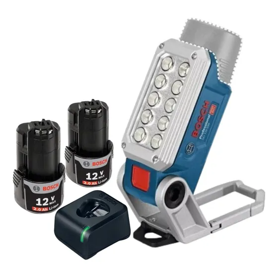 Kit Lanterna Bosch Sem Fio Gli 12v-330 Com 2 Baterias E Carr