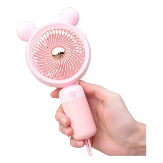 Mini Ventilador Mano Recargable Soporte Base Celular Luz Led