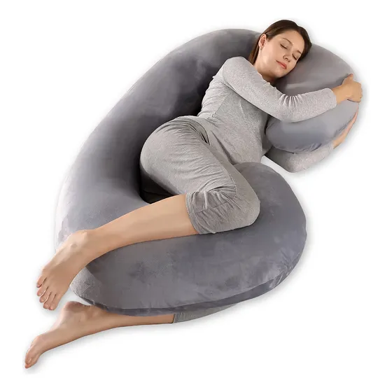 Cojin Lactancia Embarazo Howell 130x55cm Maternal Anti Molestias Con Funda Extra Suave Gris