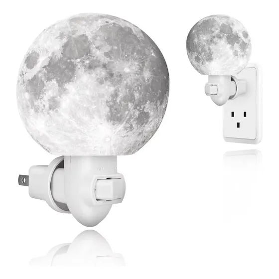 Lampara Veladora Luz  Led De Luna Diseño 3d Con Enchufe