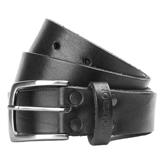 Cinto De Cuero Hombre Cintos Mujer Cuero Bourbon Color Negro Diseño de la tela Lisa Talle 120