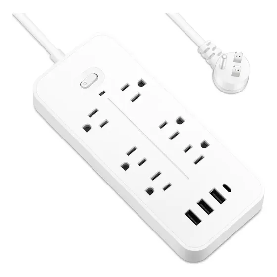 Toma Corriente Extension Enchufe Voltaje 6 Puertos Usb