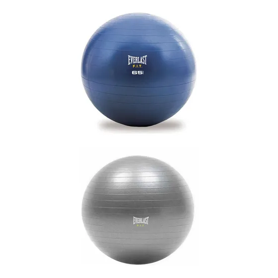 Balon Yoga Pilates Everlast Premium 65 Cm + Bombin Color Titanio
