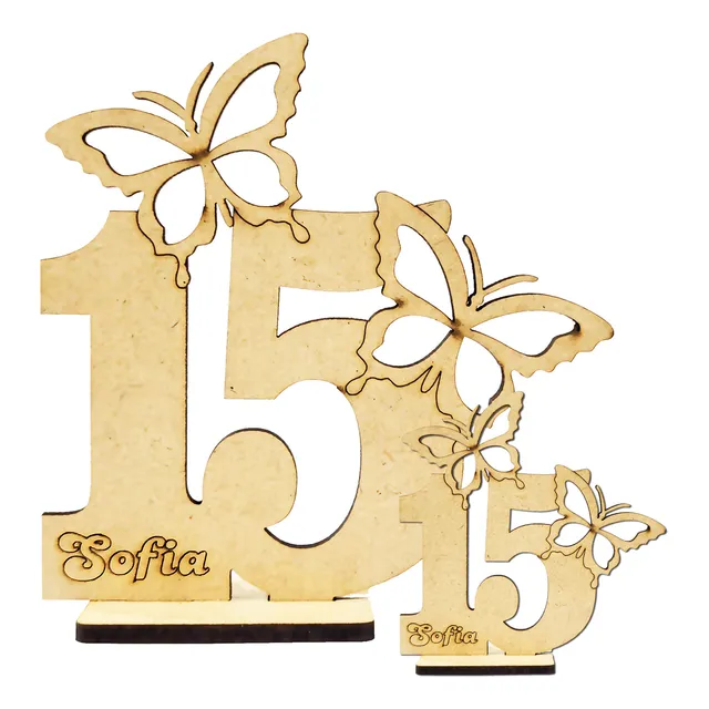50 Souvenirs Mariposas 15 Años + 10 Centrales 20cm Mdf