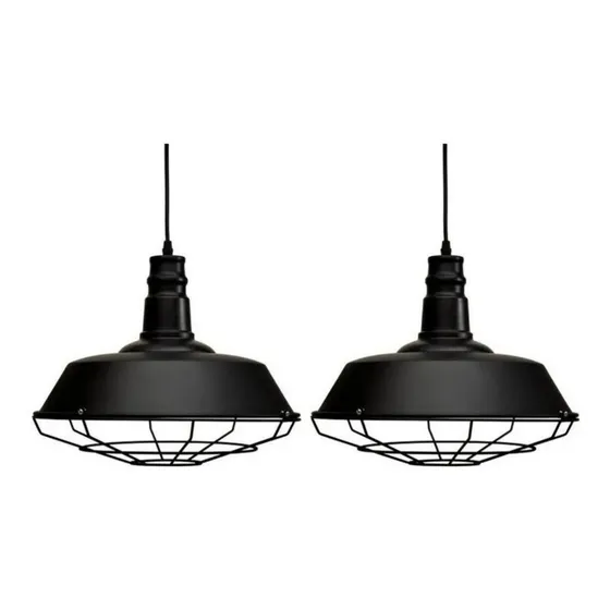 Lamparas Colgantes Vintage Con jaula 26cm X2 Unidades Calidad Superior Color Negro Mundo Shop