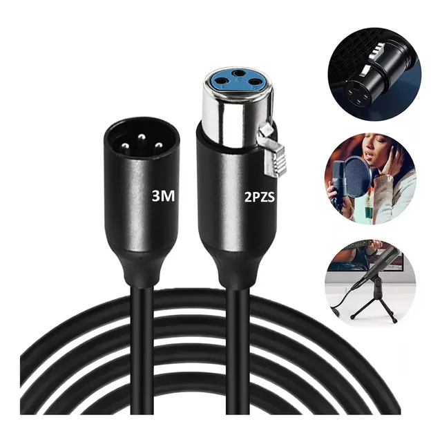 2 piezas Cable Xlr 3m Plug Cannon Jack Cannon Cable Xlr Balanceado cable para microfono