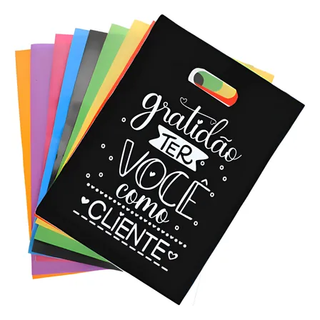 Kit 100 Sacola Plástica Personalizada Gratidão 30x40 Palhaço
