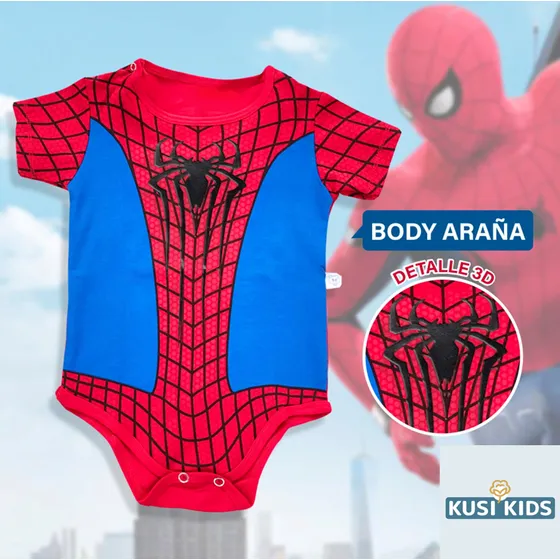 Body Disfraz De Spiderman 100% Algodón Peruano