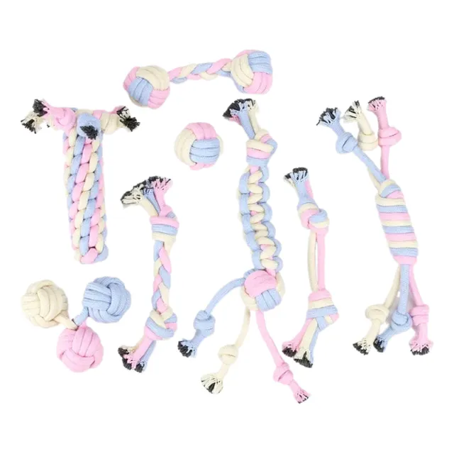 8 Brinquedos Corda Mordedor Resistente Interativo Pet Cães