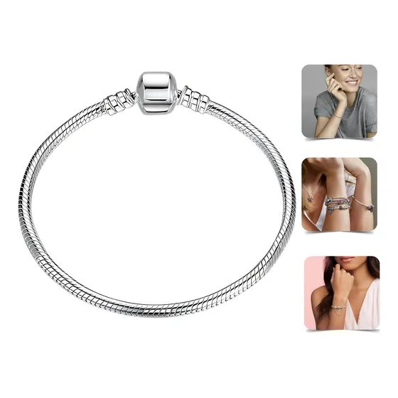 Pulseira Para Berloque Aço Inox Maleável Fecho Tambor