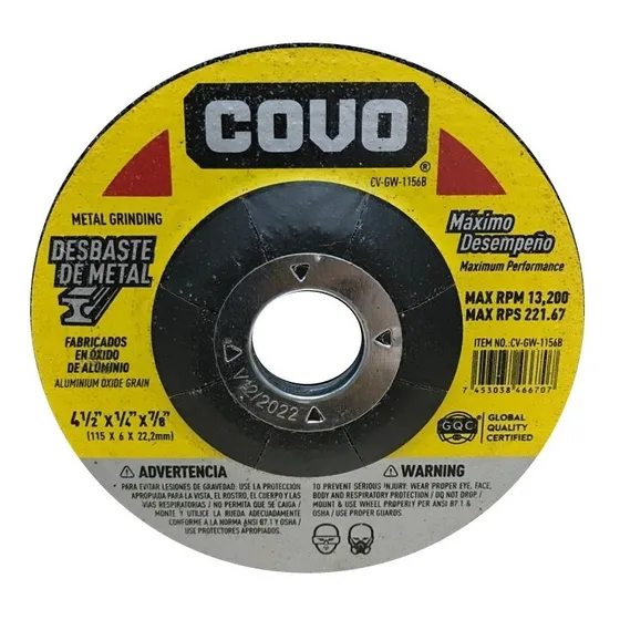 Disco Desbaste 4 1/2 X 1/4 X7/8 Covo 5 Unidades