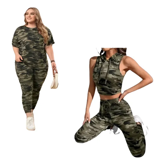 Conjunto Mono Jogger Y Franela Blusa Para Dama Camuflajeado