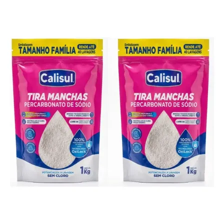 Kit 02 Un. Percarbonato De Sódio 100% Puro Alvejante Sem Cloro, 2KG