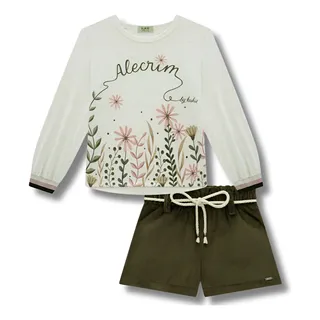 Conjunto Infantil Menina Kukie Blusa Manga Longa E Short Conjunto Infantil Menina Kukie Blusa Manga Longa E Short