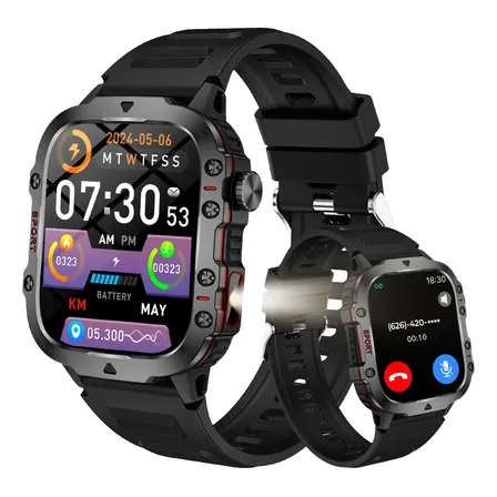 Smartwatch Esportivo Com Lanterna E Monitoramento Preto