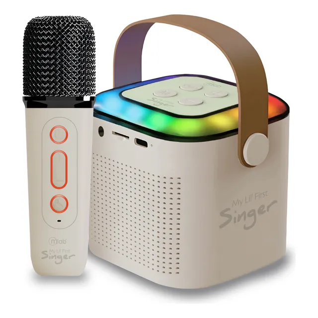 Parlante Karaoke Infantil Mlab Con Luz 1 Microfono/ Color Blanco