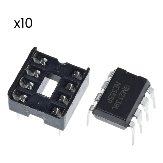 Timer 555 Ne Oscilador Ic Ne555 + 8 Pin Dip Socket Kit 10