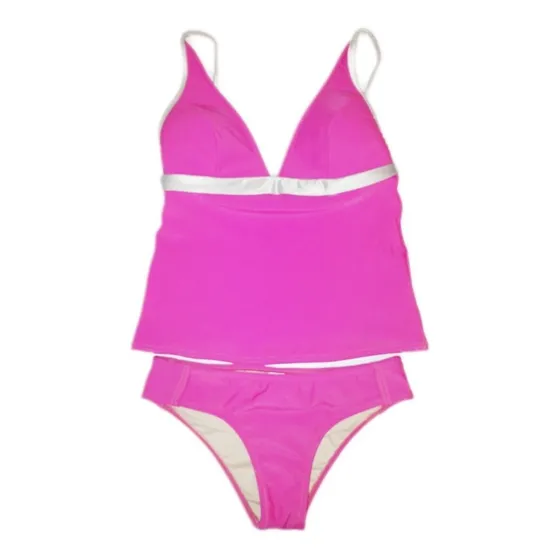 Traje De Baño De Dama Tankini Unicolor, Top Y Panti