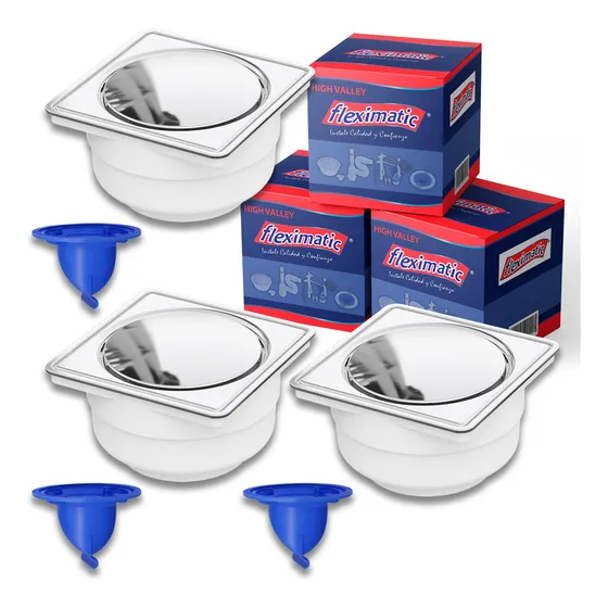 Kit 3 Coladera Cuadrada Push Con Membrana Antiolores 2248a