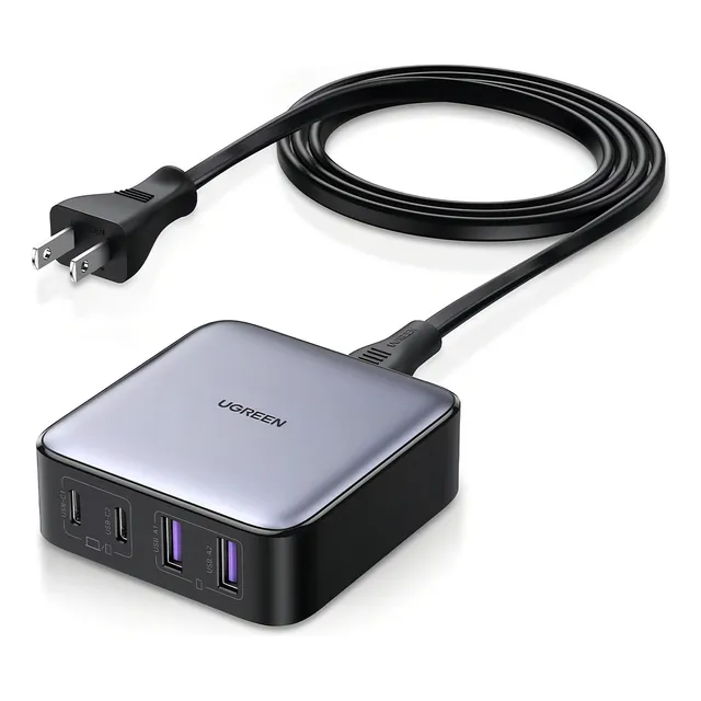Ugreen Nexode 65w Gan Cargador Tipo C Estación De Carga Usb Con 4 Puertos Pd/pps Carga Rápida Con 2m Cable Alimentación Para Macbook Pro iPad Pro Air Galaxy S23/s22 Ultra iPhone 15 14 Pro Max