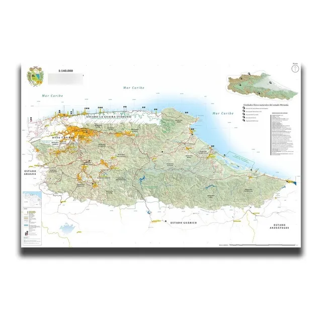 Mapa Físico-político Del Estado Miranda Venezuela Gigante