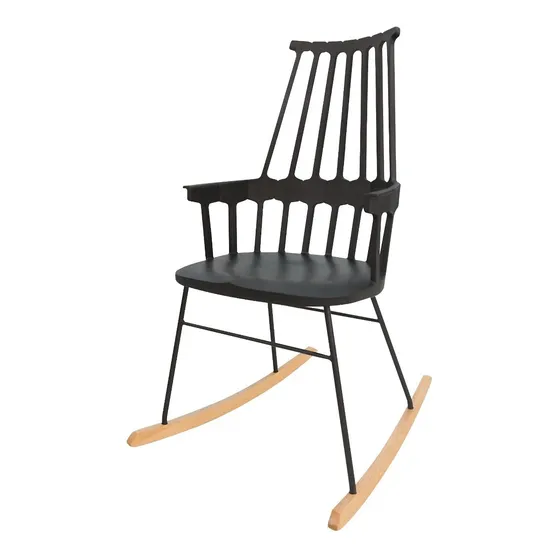 Silla Mecedora Escandinava Cecile - Desillas Estructura Negro Asiento Negro