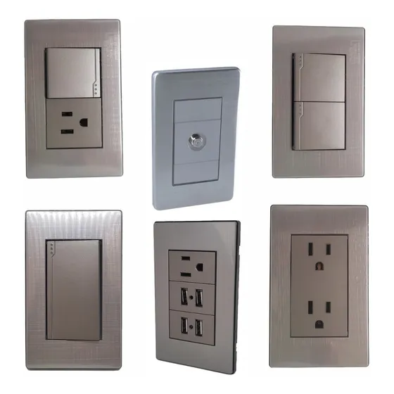 Apagadores Y Tomas Placa Acero Inoxidable Paquete 44 Piezas 