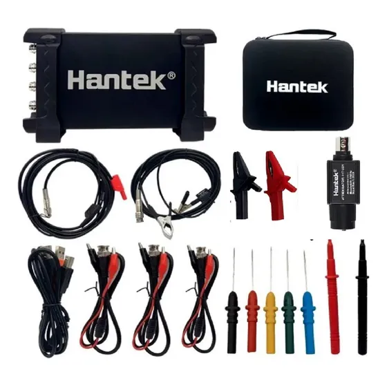 Osciloscópio automóvel Hantek 6074BE com bolsa e atenuador Preto