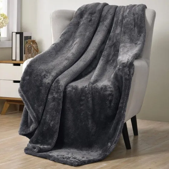 Manta Para Sillón Polar Soft 180x150 Super Calientita Gris Liso