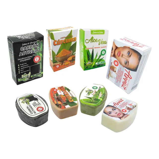 4 Jabón Artesanal ( Carbón Activado+ Cúrcuma+ Aloe+ Arroz )