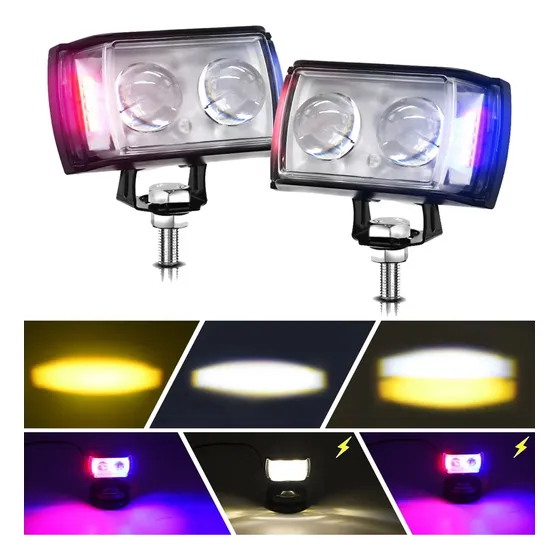 2 Faros De Lupa Auxiliares Led Enfoque De Tres Lados Caras