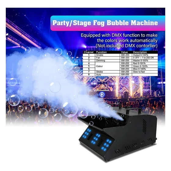 Máquina De Humo 3000wts Con Led Incorporados Rgb Dj Disco