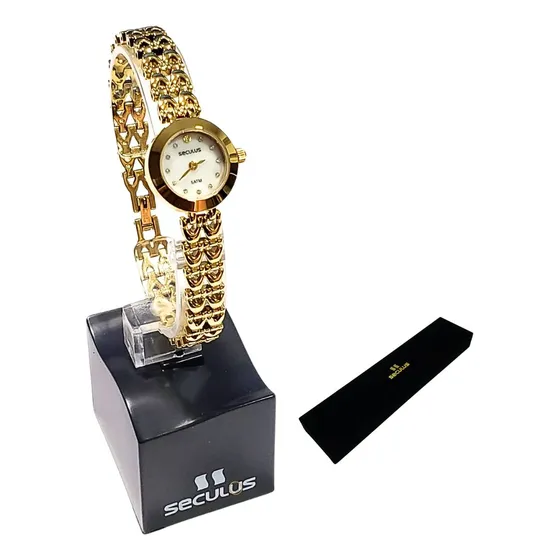 Relógio Seculus Feminino Analógico Dourado Mini 23696lpsvdb1