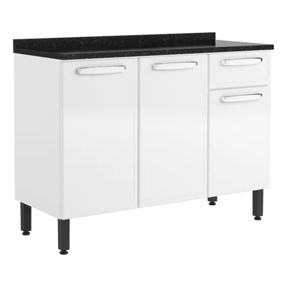 Mueble Inferior De Cocina  120cm Con Mesón Bertolini Blanco