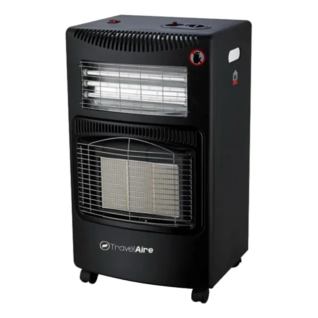 Travel Aire Taip16lp Calefactor De Gas Con Calefactor Eléctrico, Tres Niveles De Potencia, Sistema De Seguridad Anticaídas