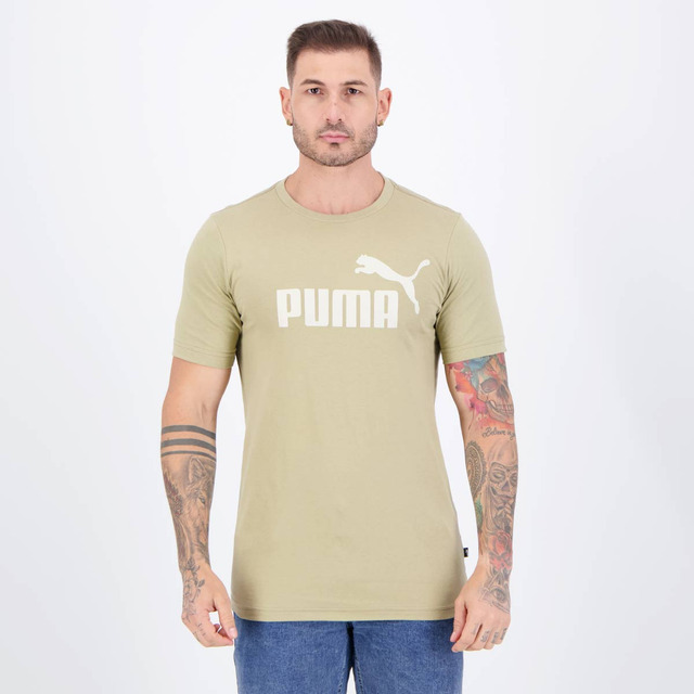 Camiseta Puma Ess Big Logo Bege Camiseta Puma Ess Big Logo Bege