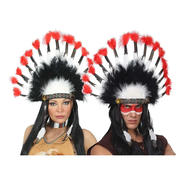 Penacho Indio Jefe Plumas Diadema Disfraz India Jefe Cacique Pluma Blanca 