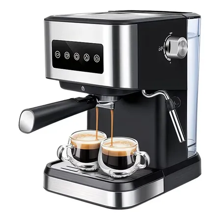 Cafetera Electrica Máquina De Café Espresso Semiautomática - Bomba 20 Bares, Molienda Integrada, Vaporizador De Leche, Depósito Extraíble 1.5l, Negro/plateado