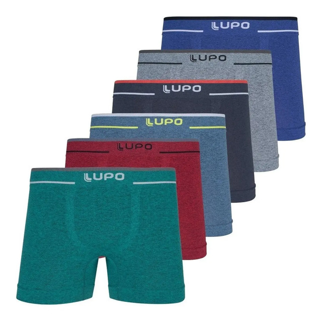 Cueca Lupo 733 Kit 6 Peças Boxer Microfibra Sem Costura Box Cueca Lupo 733 Kit 6 Peças Boxer Microfibra Sem Costura Box