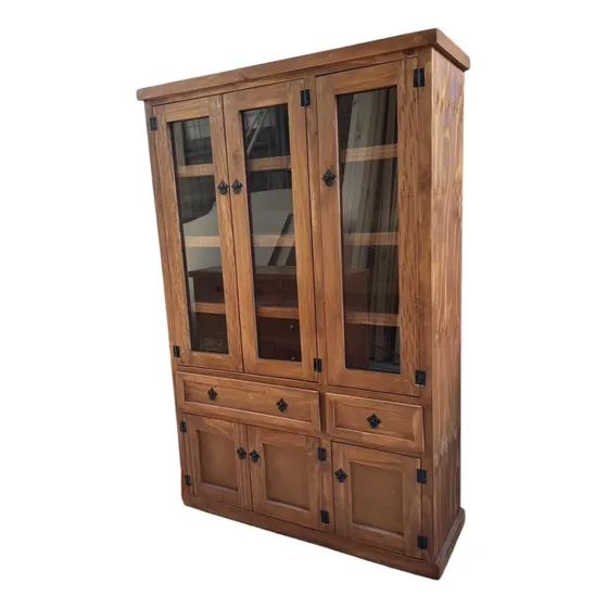 Vitrina De 3 Puertas Madera Rustica Marrón Claro