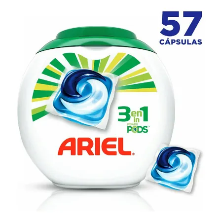 Detergente En Cápsulas Ariel Pods 3 En 1, 57 Unidades