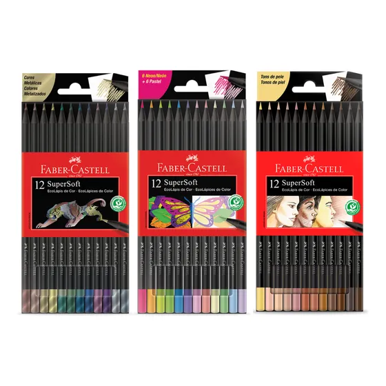 Lápis De Cor Faber-castell Tons De Pele + Metálico + Pastel